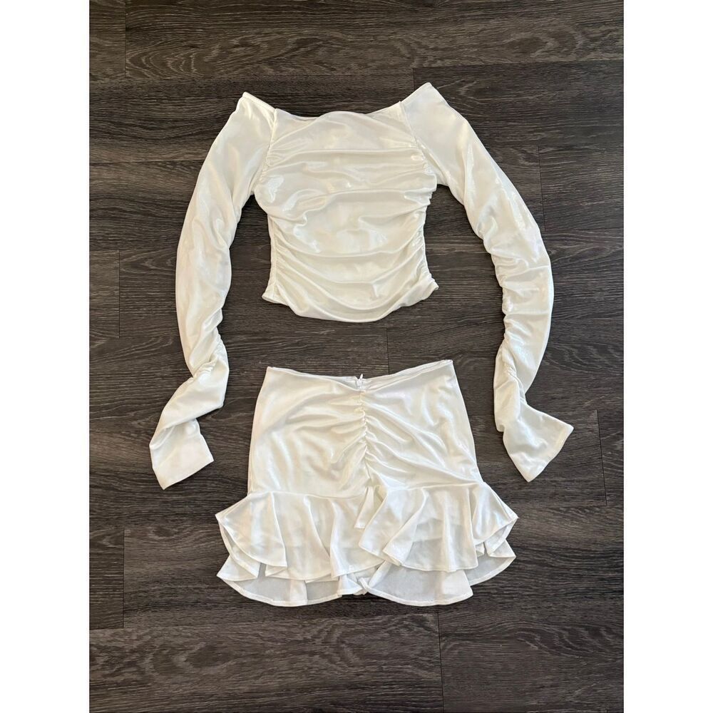 NWOT Miscreants London x Revolve Halo Mini Skirt And Blouse In White Size US 4